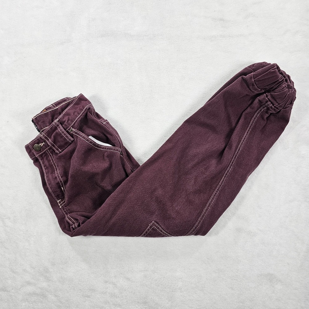 BDG Urban Outfitters Cargo Jogger Pants Burgundy Denim Contrast Stitch Size 26